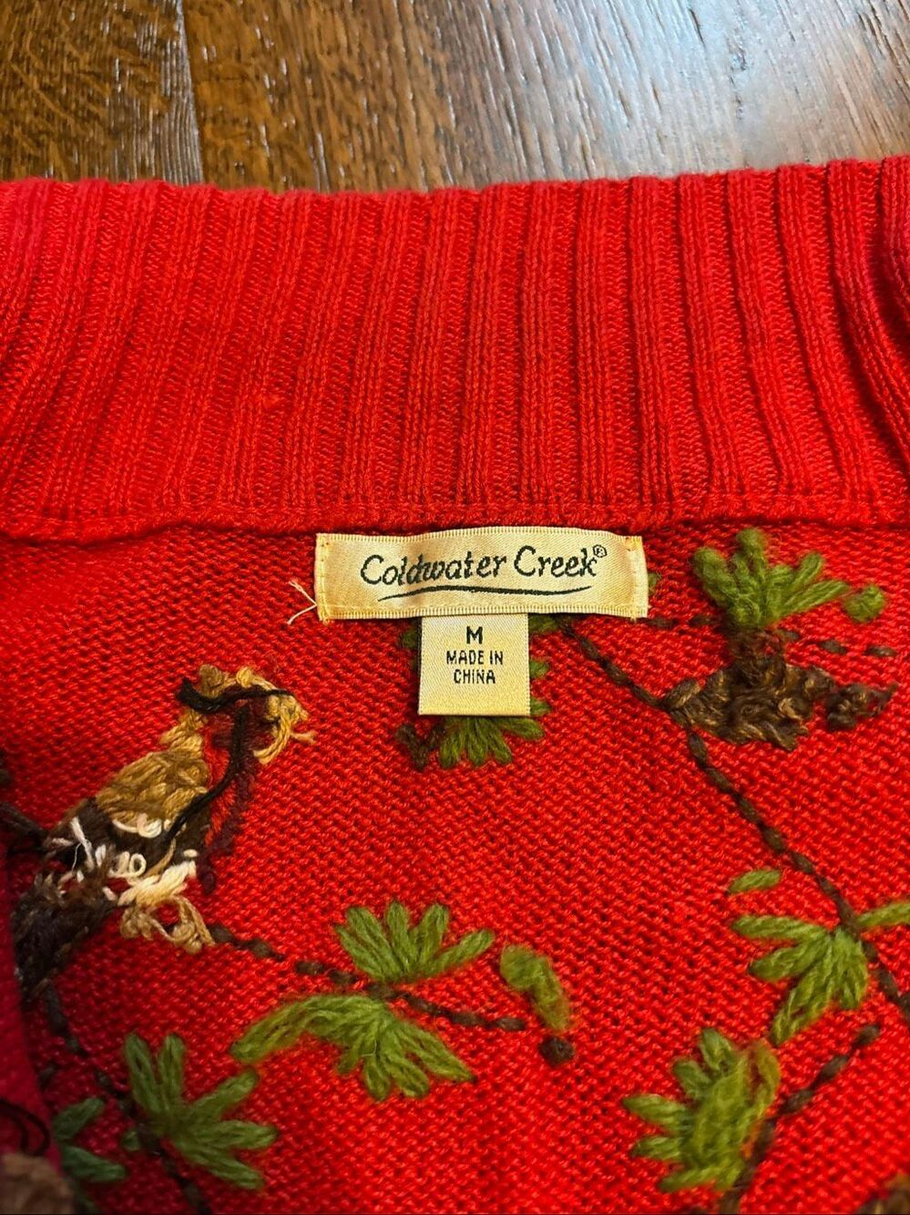 Vintage Coldwater creek 3D embroidered sweater cardigan zip M - Picture 5 of 9